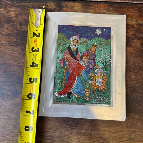 Vintage Jandro Metallic Foil Mosaic Textured Print Jesus Three Kings Nativity - Picture 5 of 7